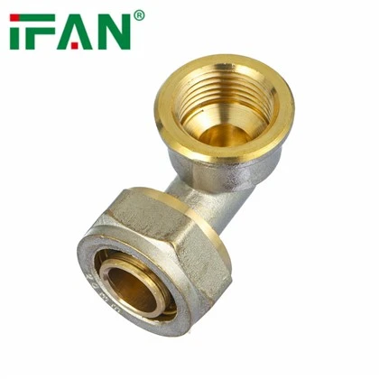 Raccord à compression PEX coudé femelle en laiton